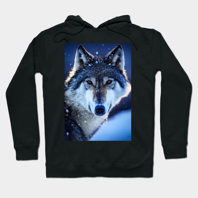 Portrait of Snow wolf Hoodie by DyeruArt